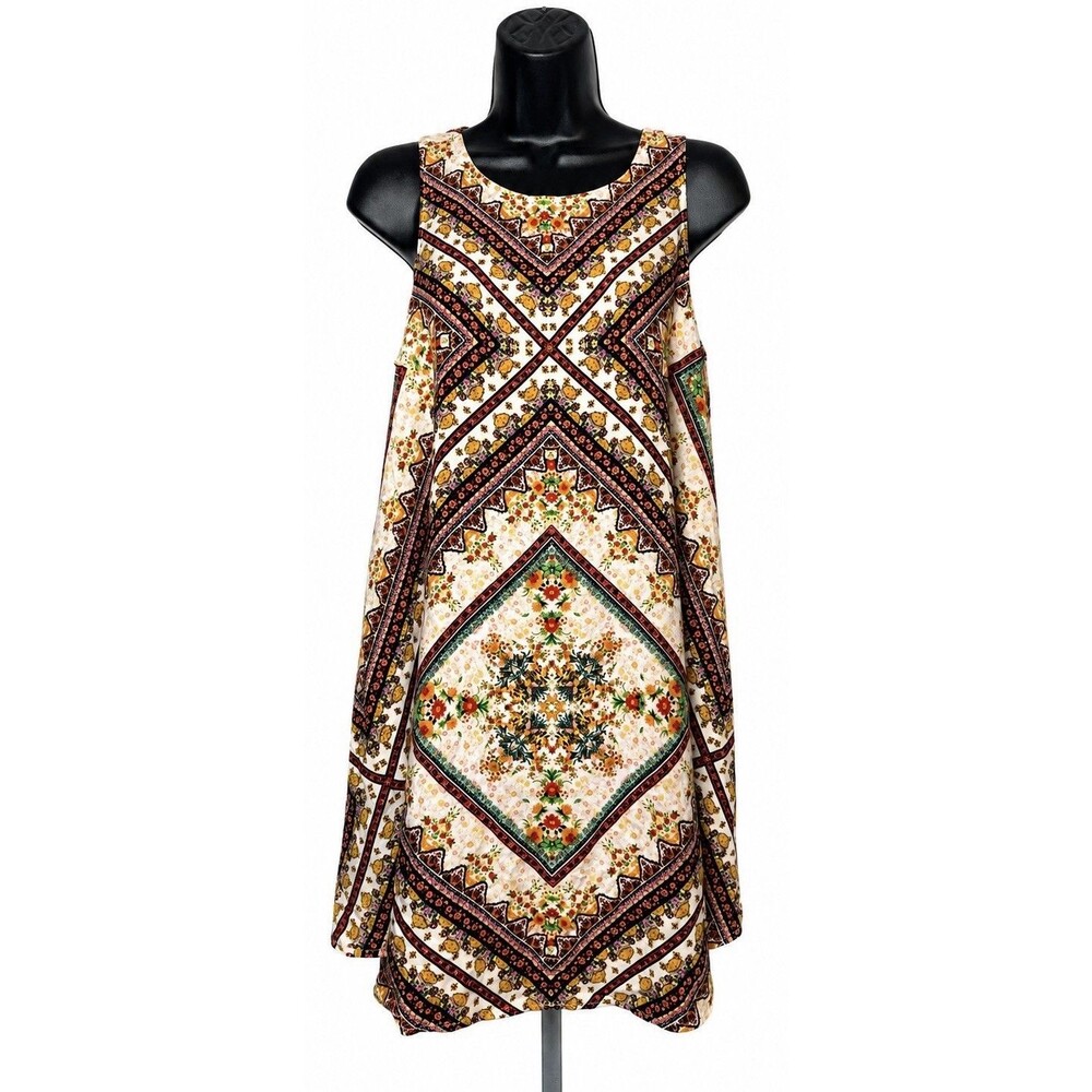Altar’d State Medium Boho Shift Dress Floral Geometric Rayon Sleeveless M